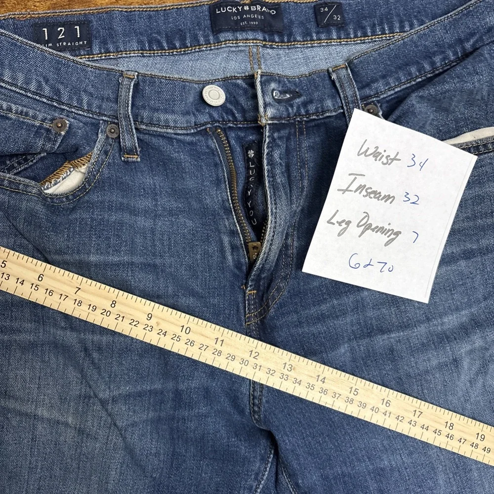 Lucky Brand 121 Slim Mens Jeans Blue Medium Wash 34x32